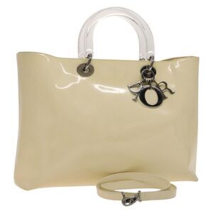 Christian Dior Vintage Lady Dior Patent Patent Leather Beige Patent_Leather Bag